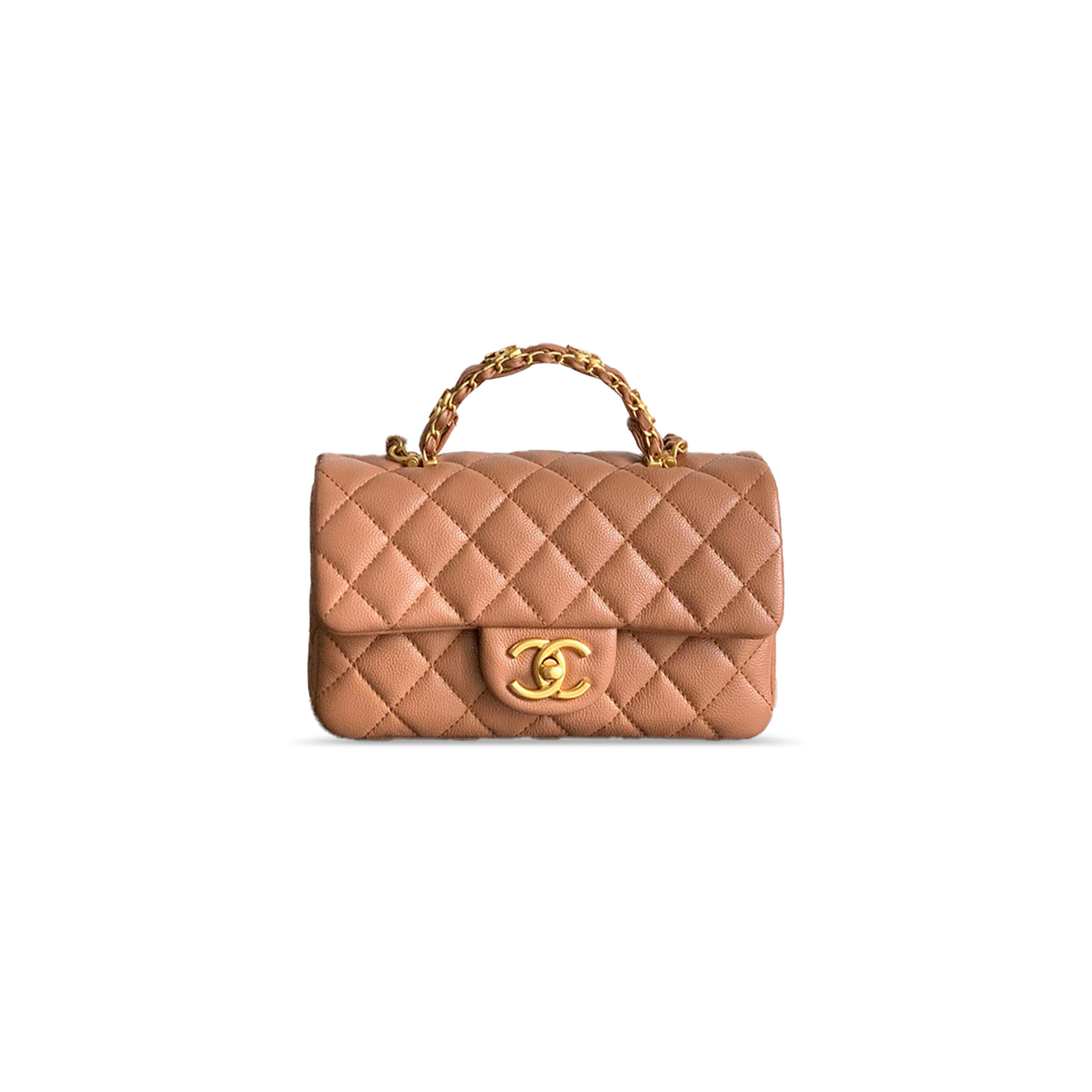 CHANEL MINI FLAP HANDLE CALFSKIN CAVIAR AS5701 (20*12*6cm）